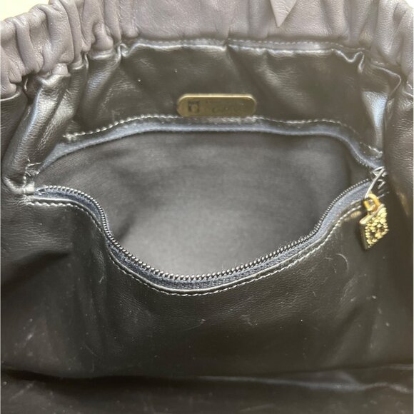 Anne Klein For Calderon Grey Leather With Drawstring Detail Crossbody Bag Sz S - Picture 7 of 9